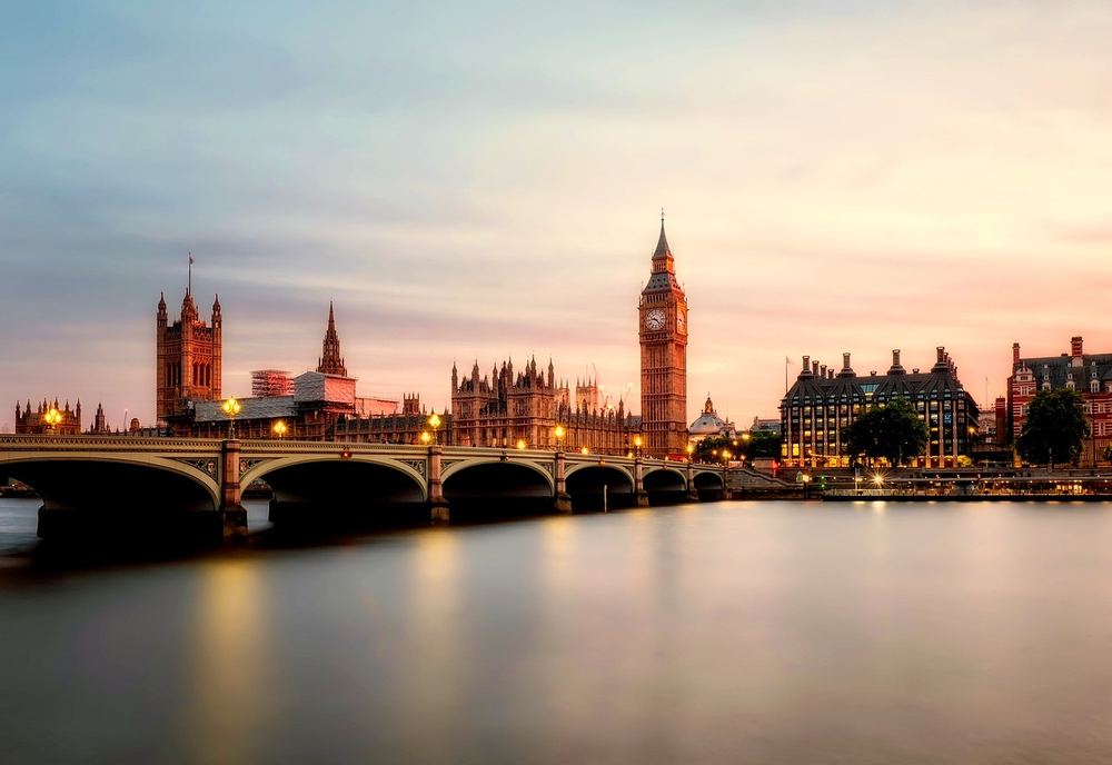 Big Ben and Westminster Bridge on the River Thames in London