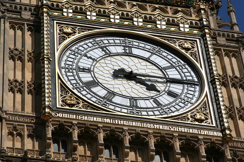 Close-up of the Big Ben clock tower in London